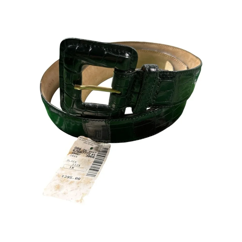 Saks Fifth Ave Black Genuine American Alligator Womens Belt Size XL NWT 395$